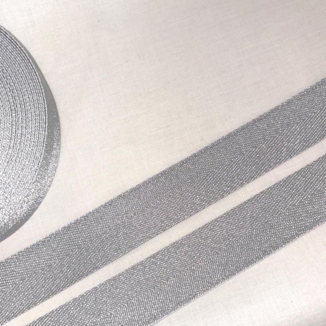 metallisiertes Gurtband in Glitzer-Optik silber 30 mm