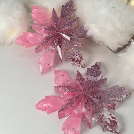 Deko Sterne zum Aufhängen Rosa Handmade – Glitzer – Set 10 cm