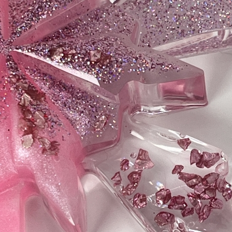 Deko Sterne zum Aufhängen Rosa Handmade – Glitzer – Set 10 cm