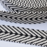 Gurtband Baumwolle Fischgrät schwarz natur 40 mm Chevron recycelt
