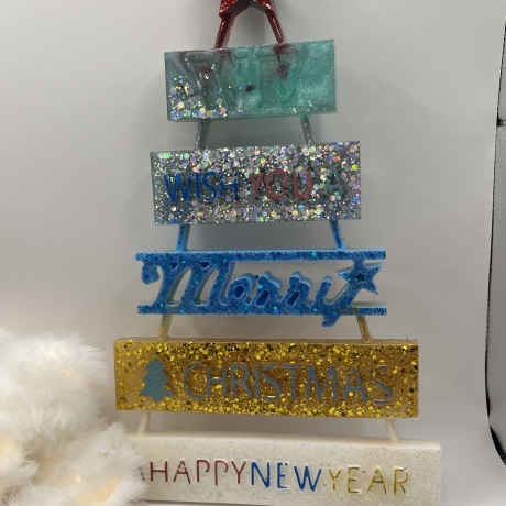 Handgemachter Weihnachtsspruch aus Resin – 30 cm Dekoschild 