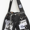 Black Denim Tasche mit Applikationen, Jeans Tasche in Schwarz
