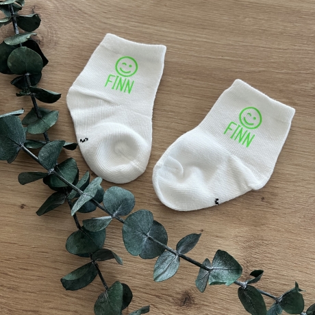 Baby Socken Smiley personalisiert