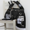 Black Denim Tasche mit Applikationen, Jeans Tasche in Schwarz