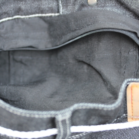 Black Denim Tasche mit Applikationen, Jeans Tasche in Schwarz