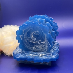 Handgemachte Untersetzer aus Harz mit Halter Blau & Weiß –6er Set Handgemachte Untersetzer aus Harz mit Halter Blau & Weiß –6er Set