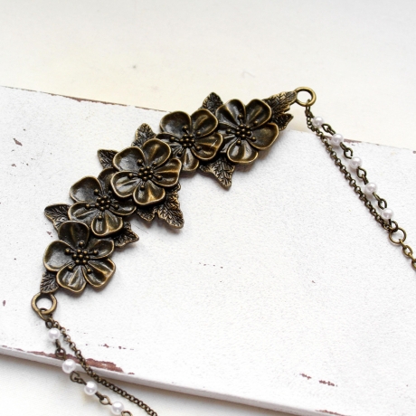 Blumenliebe • Halskette bronze | Statementkette | Geschenk