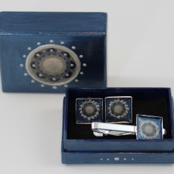 Mond Mandala Herren Schmuck Set Manschettenknöpfe Krawattennadel