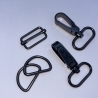 Taschenset 25 mm schwarz-silber Karabinerhaken D-Ringe Schieber