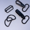 Taschenset 25 mm schwarz-silber Karabinerhaken D-Ringe Schieber