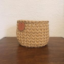 Häkelkorb Korb Körbchen • gelb meliert rund gehäkelt