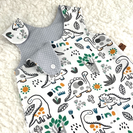 Baby Strampler 50/56 Dino weiß Jumpsuit Overall Romper