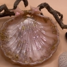 Handgemachte Seifenschale Muschel aus Epoxidharz  Rosa Gold Klar 
