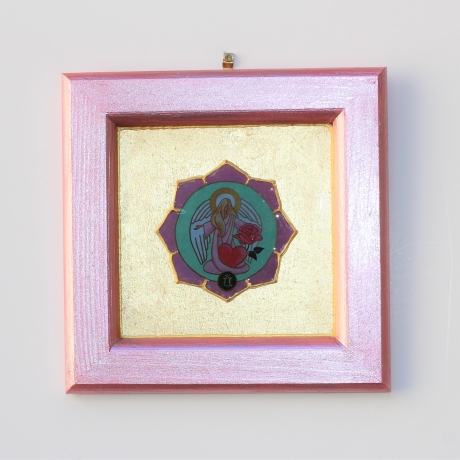 Erzengel Chamuel Wand Deko, Engel der Liebe Bild mit Blattgold 