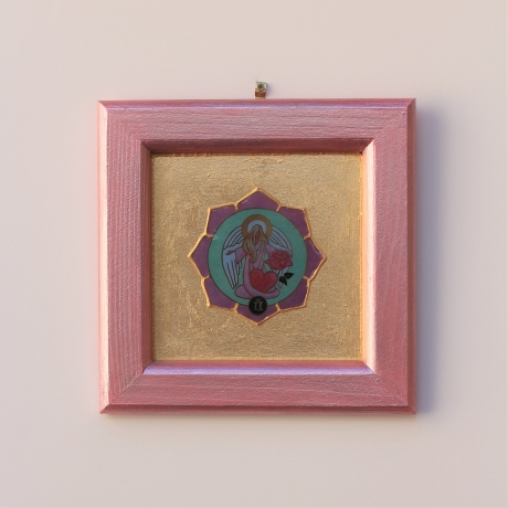 Erzengel Chamuel Wand Deko, Engel der Liebe Bild mit Blattgold 