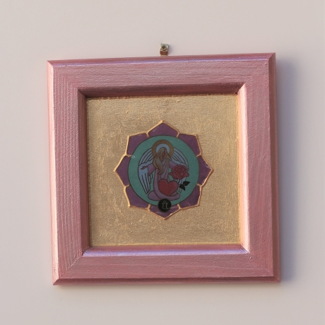 Erzengel Chamuel Wand Deko, Engel der Liebe Bild mit Blattgold 