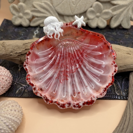 Handgemachte Seifenschale aus Epoxidharz – Muschel mit Glitzer