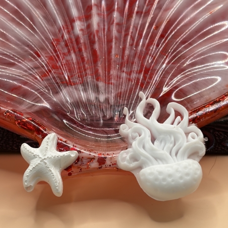 Handgemachte Seifenschale aus Epoxidharz – Muschel mit Glitzer