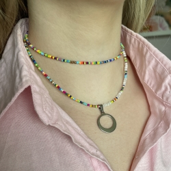 Damen Halskette Perlenkette Sommer Kette bunt