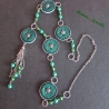 Bettelkette lang grün silberfarben Quaste Kette Upcycling