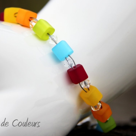 Polaris-Würfel-Armband in fruchtigen Farben und klaren Biconen