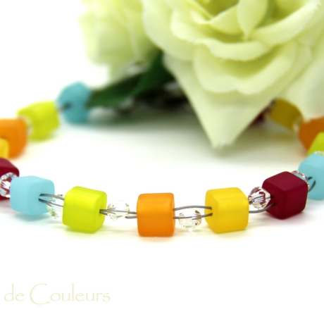Polaris-Würfel-Armband in fruchtigen Farben und klaren Biconen