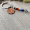 Glückbringer mit Pfennig, Kleeblatt und bunten Perlen
