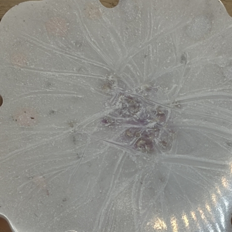 Untersetzer aus Epoxidharz – Blütenform in Creme & hellem Flieder