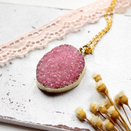 Zartes Rosa • Kette gold | Halsschmuck | Halskette | Druse