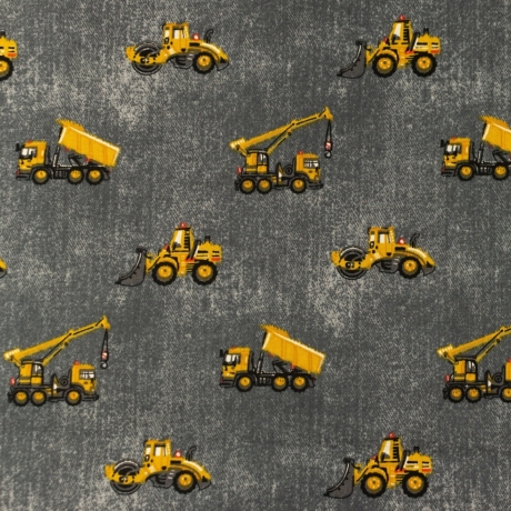 Baumwolle Druck Popeline | Bagger|Baustelle|Öko Tex 100 | Poplin 