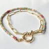 Kette Perlenkette Halskette Sommer bunt gold 