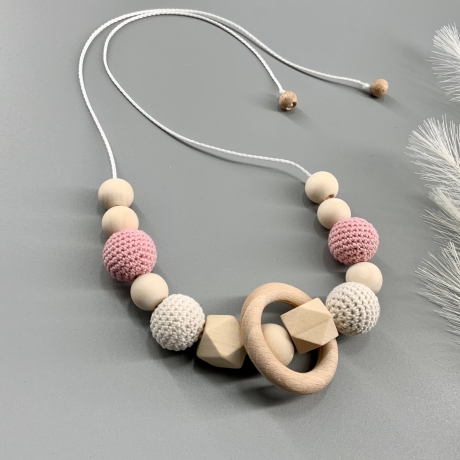 Mama Kette Halskette Stillkette rosa weiß 