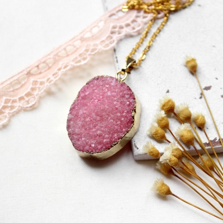 Zartes Rosa • Kette gold | Halsschmuck | Halskette | Druse