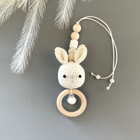 Anhänger Babyschale Baby Gym Mobile Hasenköpfchen naturweiß 