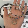 Damen Halskette Perlenkette Sommer Kette bunt