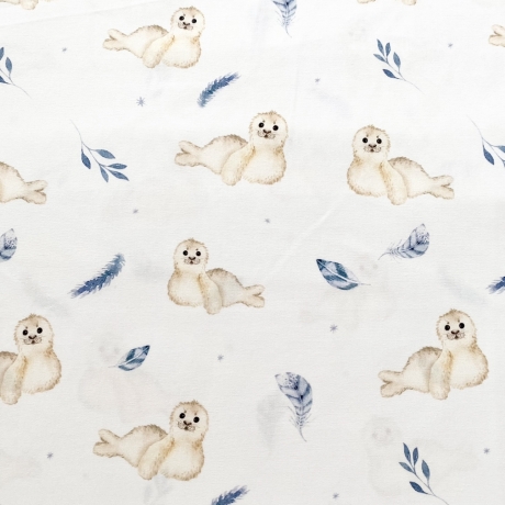 Baumwolle Druck Popeline Robbe | Tiere | Öko Tex 100 | Poplin 