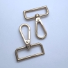 2x Karabinerhaken flach formschön 40 / 38 mm gold