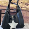 Kunstleder Tasche XXL Stern groß schwarz