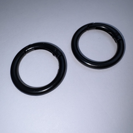 2x Rundkarabiner schwarz 34mm / 25mm Schlüsselring Taschenring 