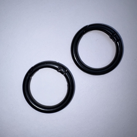 2x Rundkarabiner schwarz 34mm / 25mm Schlüsselring Taschenring 