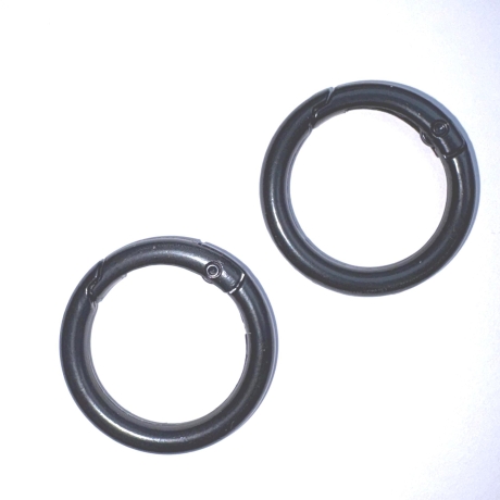 2x Rundkarabiner schwarz 34mm / 25mm Schlüsselring Taschenring 