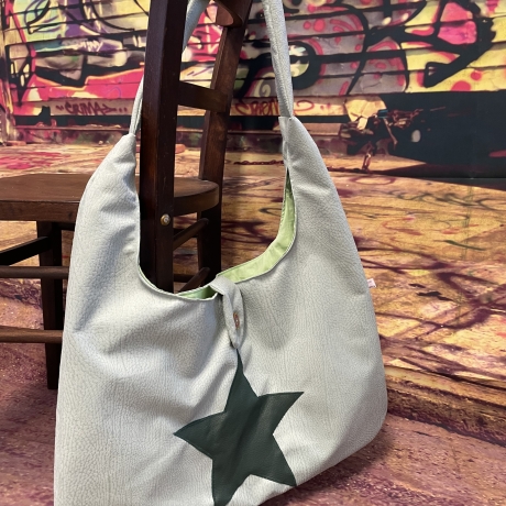 Kunstleder Tasche XXL Stern groß mintgrün