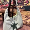 Kunstleder Tasche XXL Stern groß mintgrün