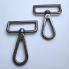 Karabinerhaken 40 / 38 mm schwarz-silber flach formschön