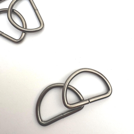 6x D-Ring 25 mm schwarz-silber 3 mm Stärke 