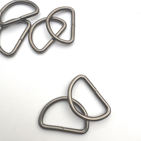 6x D-Ring 25 mm schwarz-silber 3 mm Stärke 