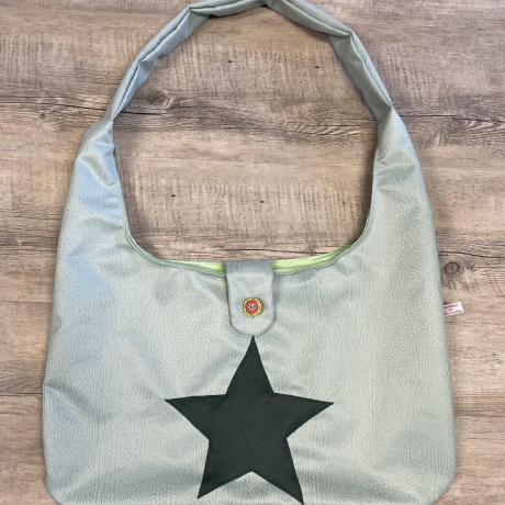 Kunstleder Tasche XXL Stern groß mintgrün