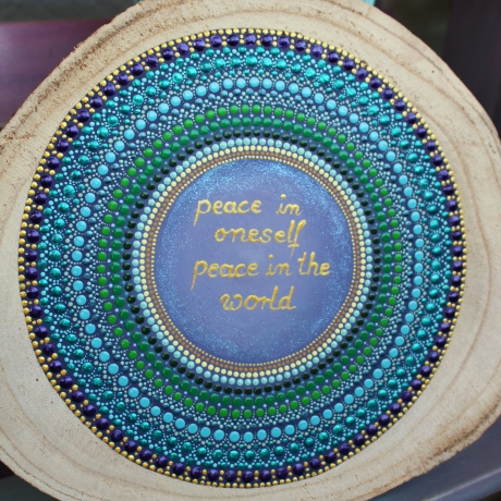 Mandala auf Holzscheibe handgemalt Unikat Deko