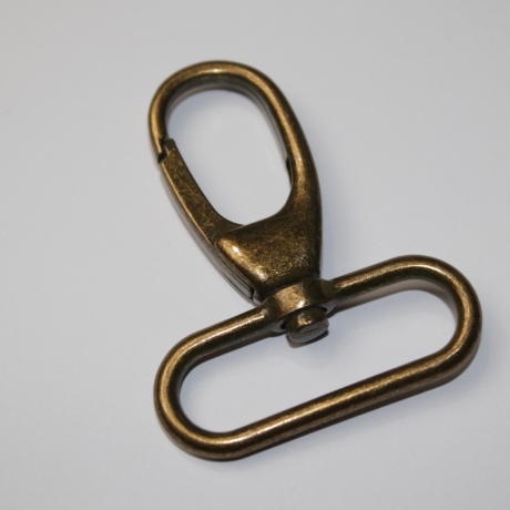 2x Karabinerhaken 40 mm / 38 mm altmessing formschön 