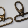 2x Karabinerhaken 40 mm / 38 mm altmessing formschön 
